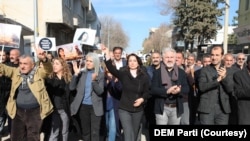 DEM Parti Eş Genel Başkanı Tülay Hatimoğulları, yürüyüşten sonra açıklama yaptı.